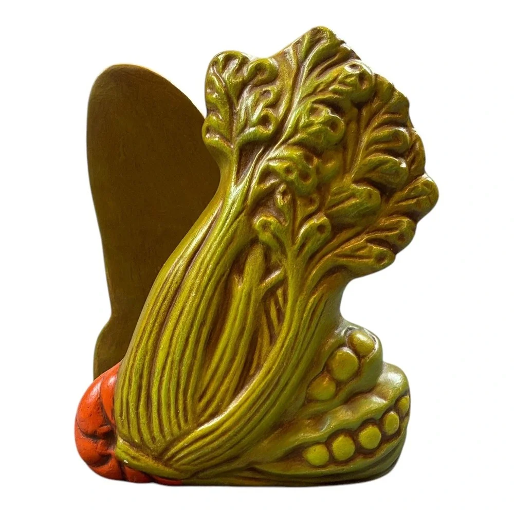 Vintage‎ 70s Retro Ceramic Corn Celery Napkin Holder Veggie Kitchen Decoration